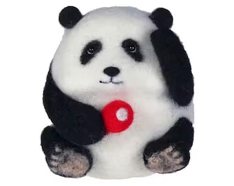 Needle Felting Kit – Panda. DIY Panda Felt Animal Craft Kit for Beginners. Felt Plush Animal Kit by Wizardi F07N8-W471