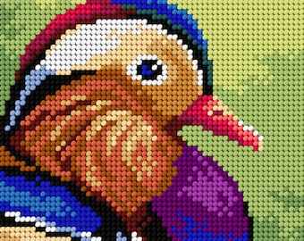 Gobelin canvas for halfstitch without yarn. Mandarin Duck. by Orchidea 3514D