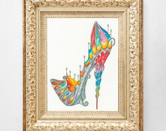 Stained Glass Slipper. Sally King cross-stitch kit on Aida 14 count canvas.  Heel cross stitch kit Bothy Threads XSK7