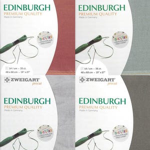 Precut Zweigart Edinburgh 36 Count. Size 18.9 x 26.77 inches canvas. Ideal for Cross Stitch. Different Colors. 100% Linen. by Zweigart