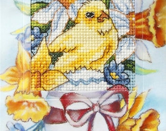 Easter Chick Cross Stitch Postcard for Gifts Cross-stitch Kit. Rabbit Card. Cross Stitch kit by Orchidea 6218