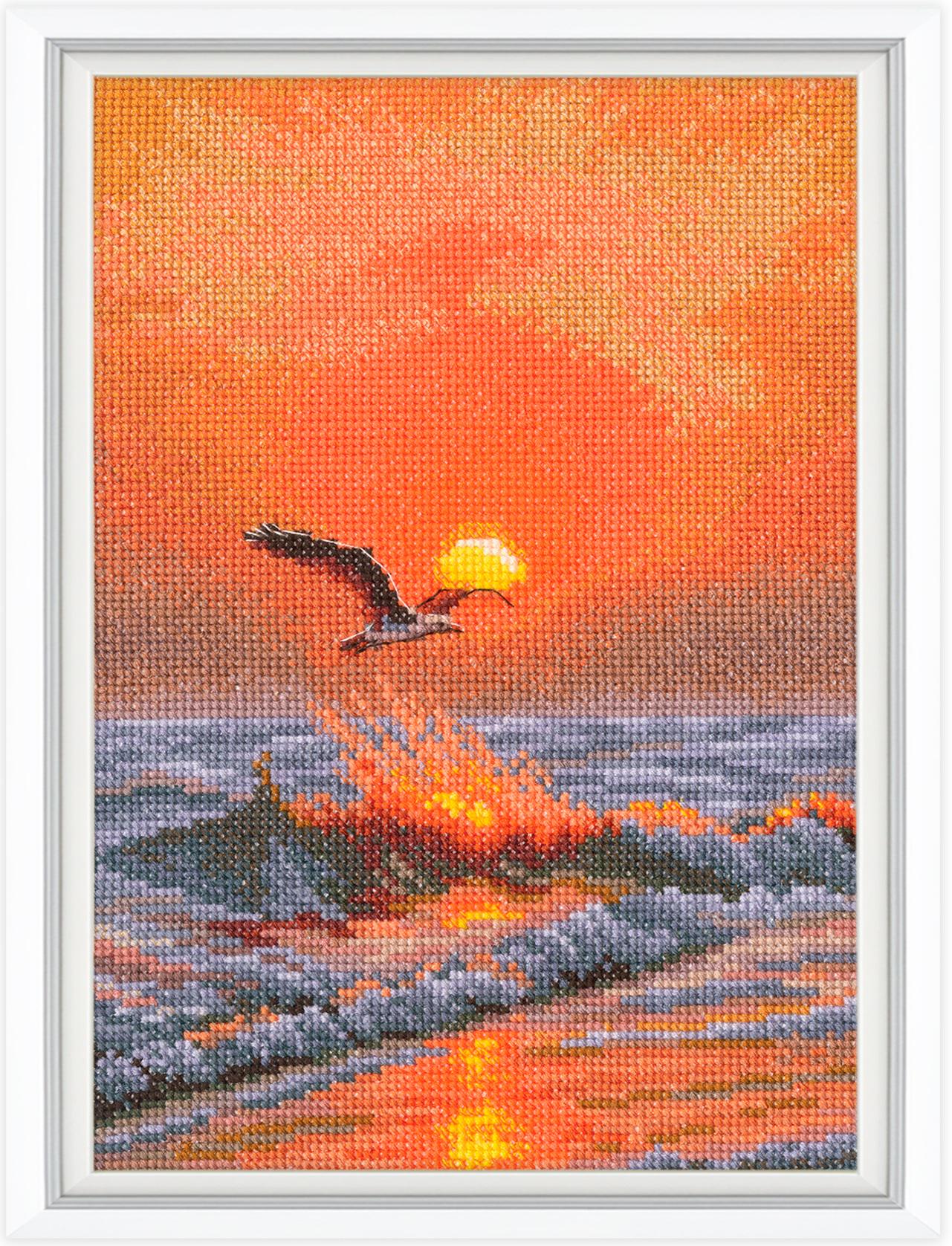 Counted Cross Stitch Kit – When the Sun Sets on the Wave. Ocean