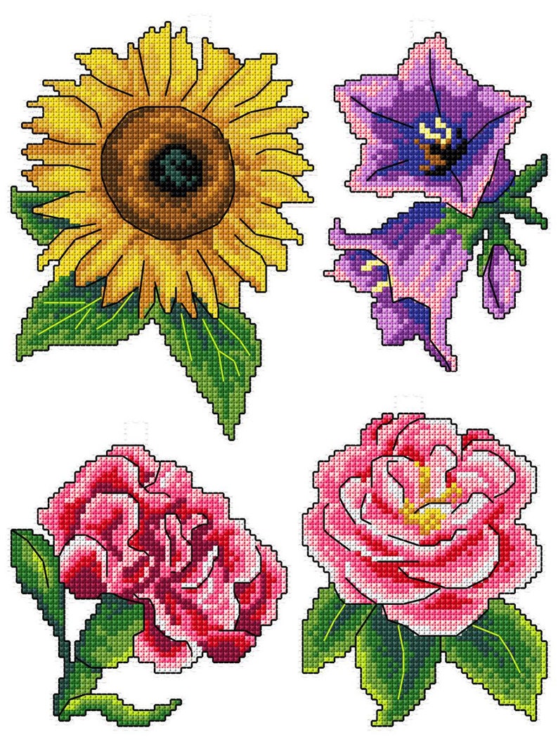 Plastic Canvas Cross Stitch Rosesunflower Counted Etsy