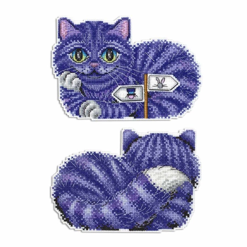 counted cross-stitch double-sided kit on the plastic canvas MP Studia Chechire Cat