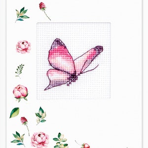 Cross Stitch Postcard Butterfly  for Gifts  cross-stitch kit on Aida 18 count canvas. Sampler Card. Cross Stitch kit by Luca-s SP-103L