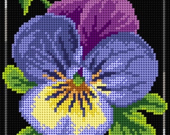 Pansy Needlepoint Canvas for Half Stitch without Yarn. Pansies  Printed Tapestry Canvas. Orchidea 3009F