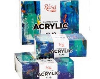 Acrylic Paints Sets "Color". Set of 6 / 9 / 12 colors. Paints fit Perfectly on Paper Canvas or Brick. High-quality Acrylic by Rosa Start