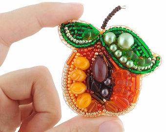 Apricot DIY Beading Kit. Handmade Jewelry Making Kit. Bead Embroidery Kit. Seed Beeded Brooch. Peach Charivna Mit BP-233C