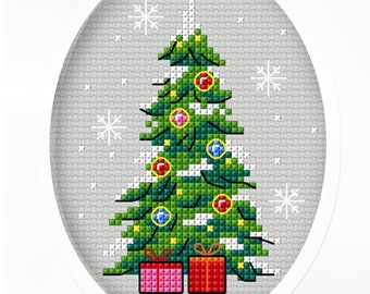 Christmas Tree Cross Stitch Postcard for Gifts. Embroidery. Winter Card. Cross Stitch by Orchidea 6284