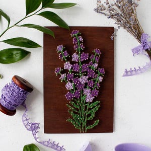 Lavender String Art Kit for DIY Wall Decor. Handmade Floral String Art Kit for Home & Gift by Abris Art ABC-021