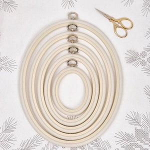 Oval Flexi Hoop Nurge Pink in Different Sizes. Good Stretch Plastic Framing Hoop. Frame 230-9, 230-10  White