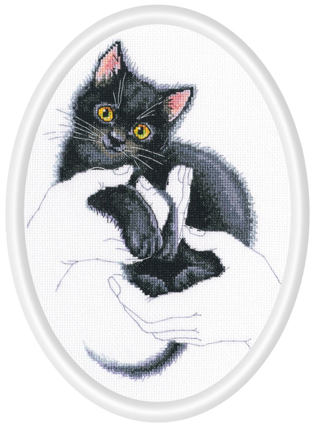 Black Dog and Cat Series Aida Fabric Cross Stitch Kit Counted Printed  Canvas Stitches DMC Cotton