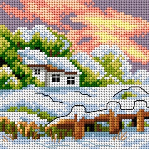 Gobelin canvas for halfstitch without yarn Four Seasons - Winter. by Orchidea 2589D