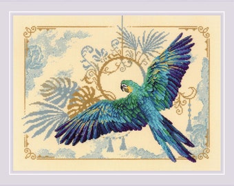 Tropical Beauty - Counted Cross-Stitch Kit. Parrot Cross Stitch. Bird Embroidery Pattern. Needlecraft kit by Riolis R2182