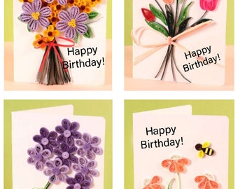 Birthday Greeting Card Making Kits. Flowers DIY Quilling Kit. Crafting Kit Blank Greeting Card. Quilling Cardmaking