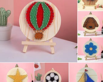 String Art DIY Kits with Stand – Balloon, Flower, Butterfly & More Nail Art Patterns by Wizardi