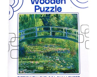 The Water Lily Pond after Claude Monet - Jigsaw Wooden Puzzle 11.61" x 11.61". 5A Challenger Difficulty Puzzle by Wizardi F07N9-28