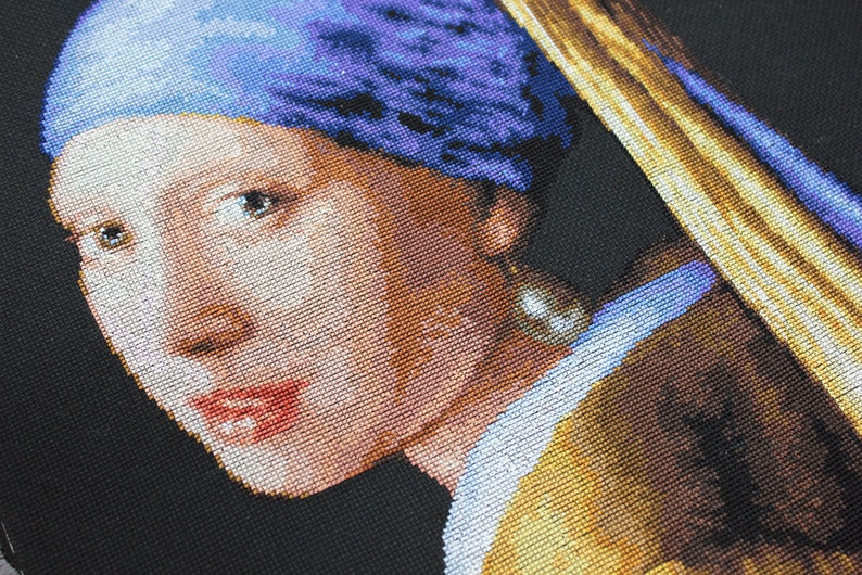 Girl With Pearl Earring Crossstitch Kit on Aida 18 Count Etsy