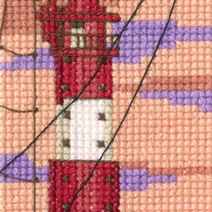 Lighthouse - Cross Stitch Kit on Aida 14 Сount canvas. Red Lighthouse Cross Stitch Pattern by RTO EH360