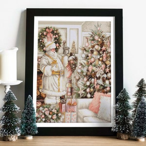 White Christmas Santa  - Luca-s counted cross-stitch kit on Zweigart Aida 16 count canvas. Santa Claus BU5019L