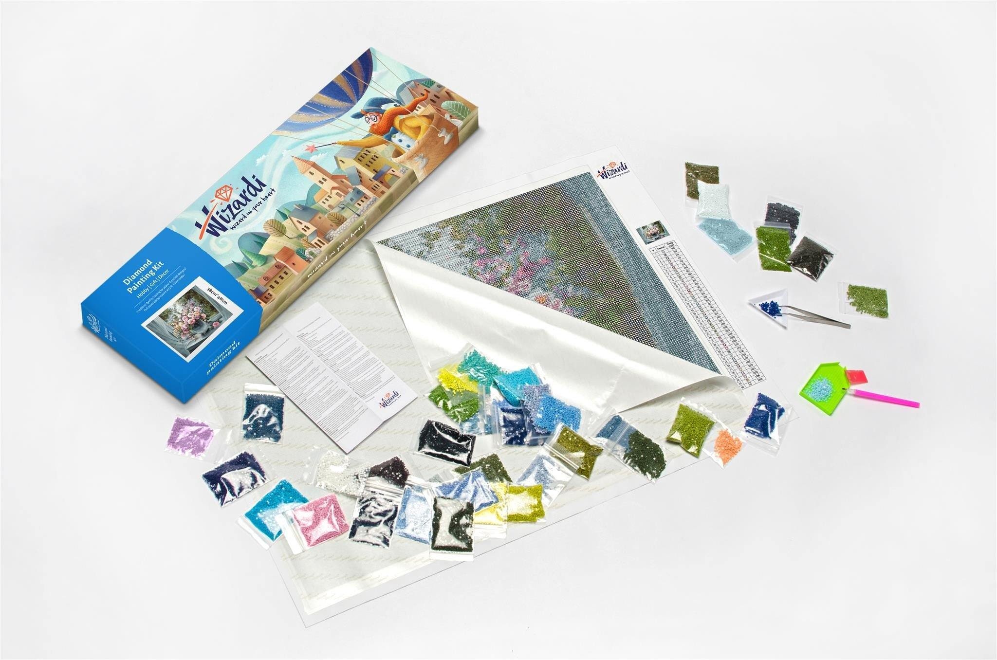 Spring Hidden Pond Diamond Painting Set by Wizardi. Garden WD090 Diamond  Art Kit. Large Diamond Painting Kit 