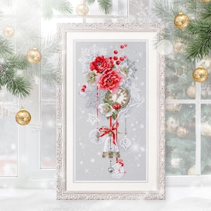 Crystal Time - Counted Cross-Stitch Kit. Clock and Roses Pattern on Aida 14 Count Canvas. Embroidery Kit by Magic Needle 200-240