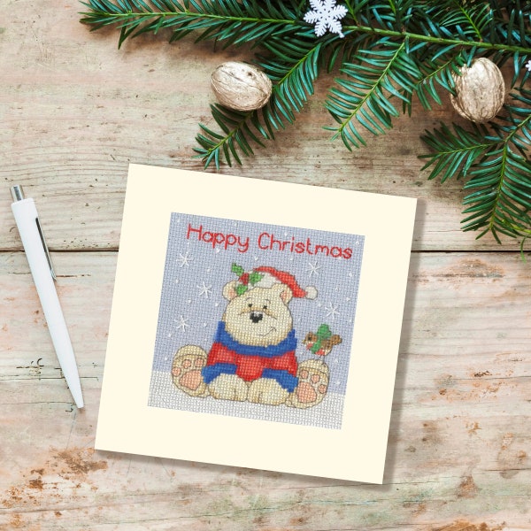 Polar Pals - Animal Counted Cross-Stitch Kit on Aida 16 Count Canvas. Cute Polar Bear Cross Stitch Kit by Bothy Threads XMAS70