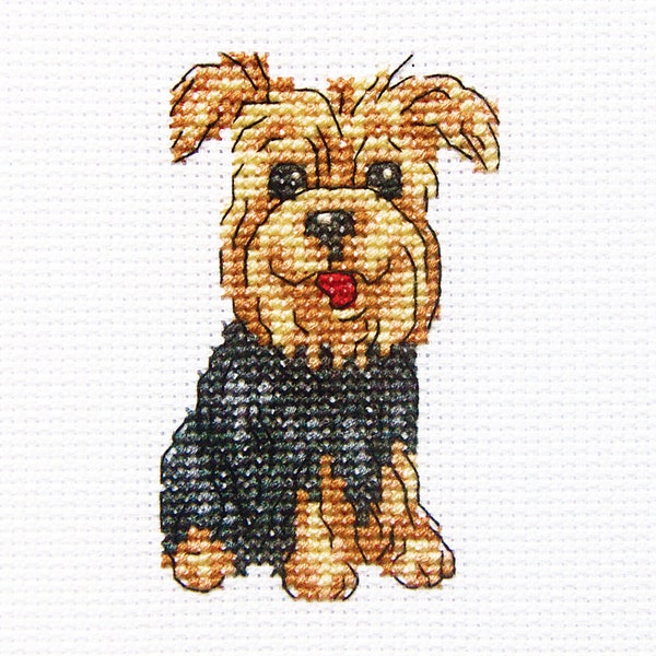 Yorkshire Terrier Dog. Cute Puppy Cross-stitch kit on Aida 14 count canvas. H238 RTO