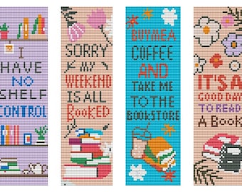 Bookmark Cross Stitch Kit on 14 Count Aida - Book Lover Quotes F07AM12-4-SQ003