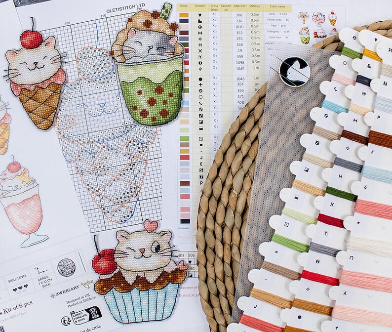 Kit broderie point de croix - Letistitch - Chatons enneigés