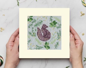 Christmas Fox. Cross Stitch Postcard for Gifts. Embroidery Sampler. Christmas Card. Cross Stitch by Bothy Threads XMAS59