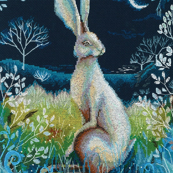 Rabbit among Dandelions cross-stitch kit. Alice in Wonderland. Bunny Animal. Easy & Fast Cross Stitch kit by RTO M611