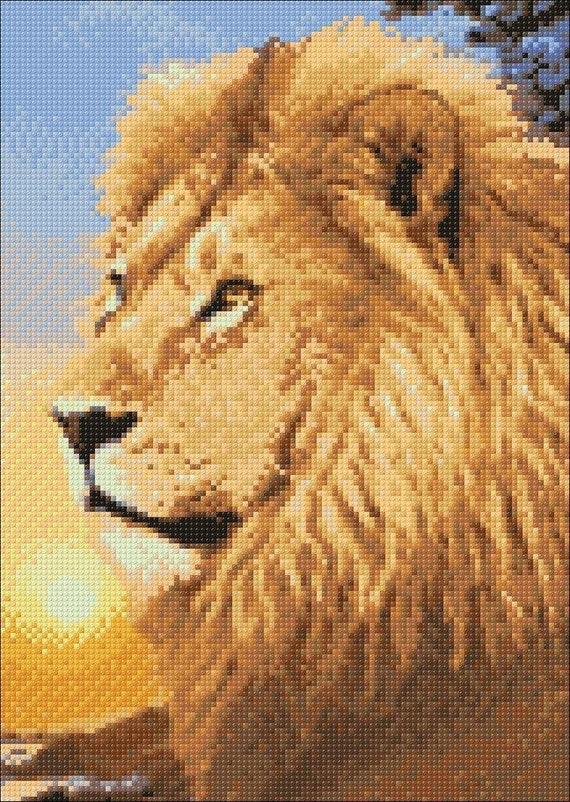 Lion King Diamond Painting Set by Wizardi. WD070 Diamond Art Kit