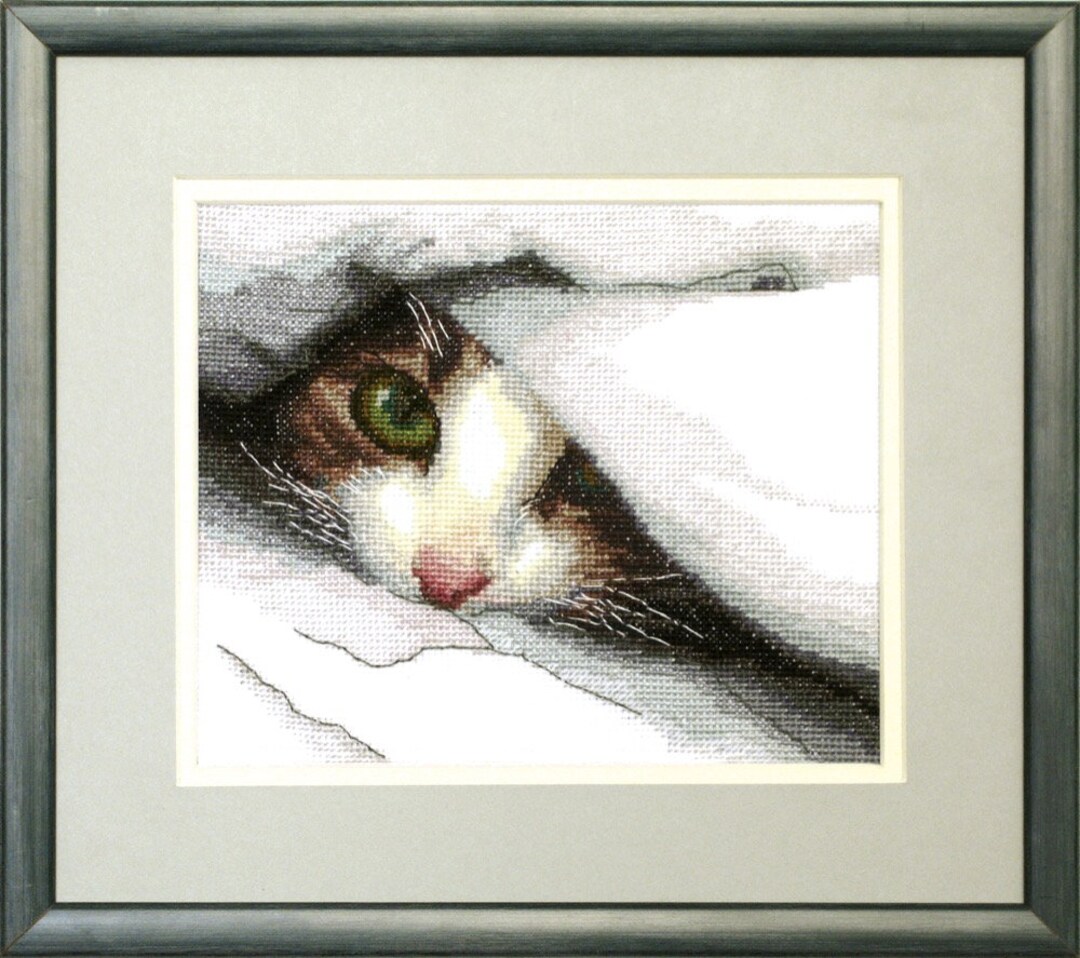 Cat Under Blanket Cross Stitch Kit. Kitten Pattern With Etsy