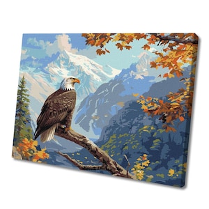 Painting by Numbers kit Peakguardian. DIY Acrylic Painting on Canvas. Wolf & Mountain Landscape Art.  Handmade Wall Decor by Ideyka KHO6649