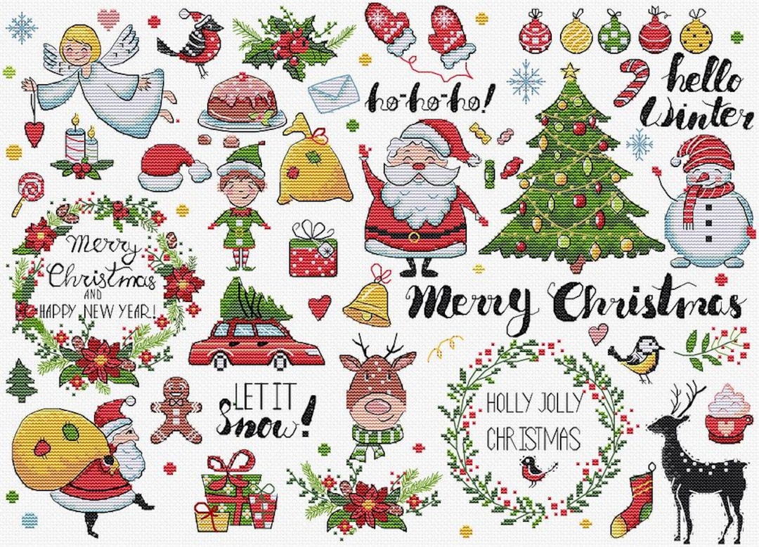 Christmas Sampler Counted Cross Stitch Kit – Festive Holiday Embroidery ...