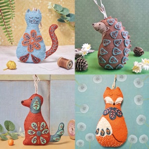 Felt Craft Kits. Animal Toy Felt Kits for Beginners. Needle Felting Kit of Dog, Cat, Fox, and more. Cute DIY Felt Kits by Corinne Lapierre