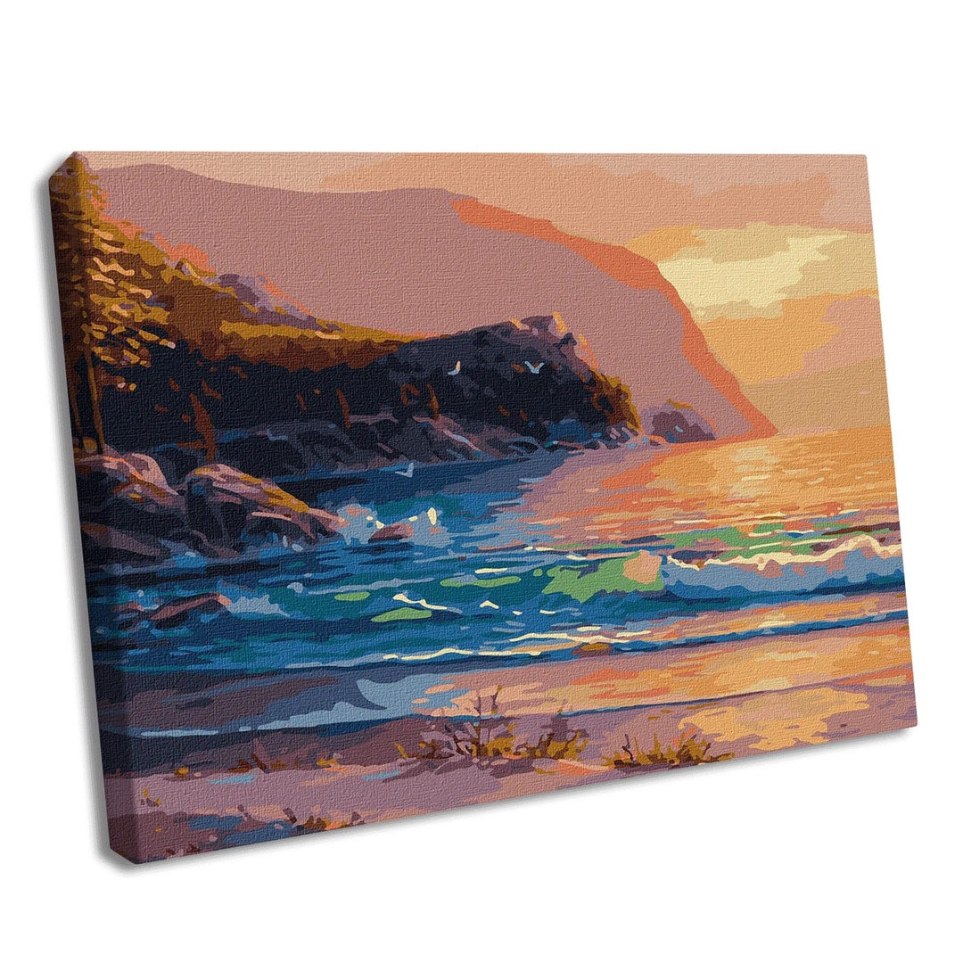 Beach Paint by Numbers Kit Sunset Ocean Seashore KHO2761 19.69 X 15.75 ...