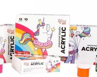 Unicorn Acrylic Paint Set. Different Sets 6 / 9 / 12 colors. Perfect for Painting Drawing or Decorating. Acrylic Paint Set by Rosa Start