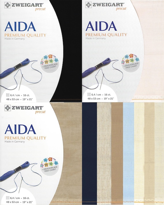 Precut Zweigart AIDA 16 Count Cross Stitch Fabric. Size 18.9x20.87 inches canvas. 100% Cotton
