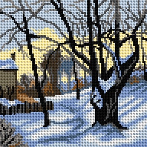 Gobelin canvas for halfstitch without yarn after Camille Pissarro - Louveciennes. Winter City. by Orchidea 3497H