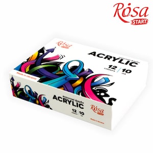 Graffiti Acrylic Paint Set 12 colors (0.34 oz each). Acrylic Paint Set by Rosa Start 322111011