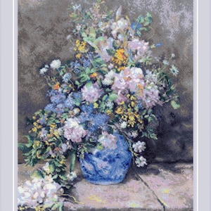 Spring Bouquet after P. A. Renoir&#39;s Painting - Counted Cross-Stitch Kit. Flowers Embroidery Pattern. Needlecraft kit by Riolis R2137