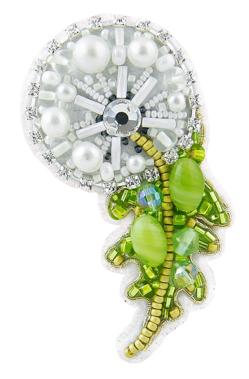 Flower Brooch DIY Beading Kit. Dandelion Handmade Jewelry Making Kit ...