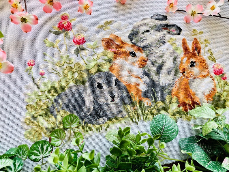 Funny Rabbits Counted Cross-stitch Kit. Bunnies Cross Stitch. Cute ...