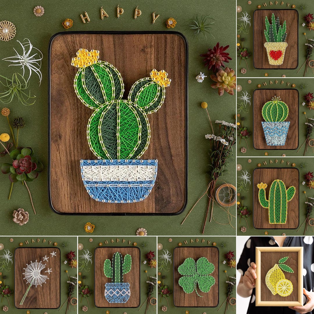 String Art DIY Kit – Cactus, Succulent, Clover & Lemon Designs. Floral ...