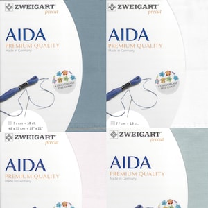Precut Zweigart Fein-Aida 18 Count Fabric. Size 18.9*20.87 inches canvas. Ideal for Cross Stitch. 100% Cotton. Different Colors. 3793