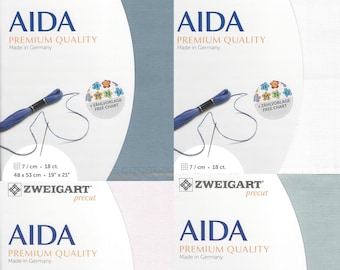 Precut Zweigart Fein-Aida 18 Count Fabric. Size 18.9*20.87 inches canvas. Ideal for Cross Stitch. 100% Cotton. Different Colors. 3793