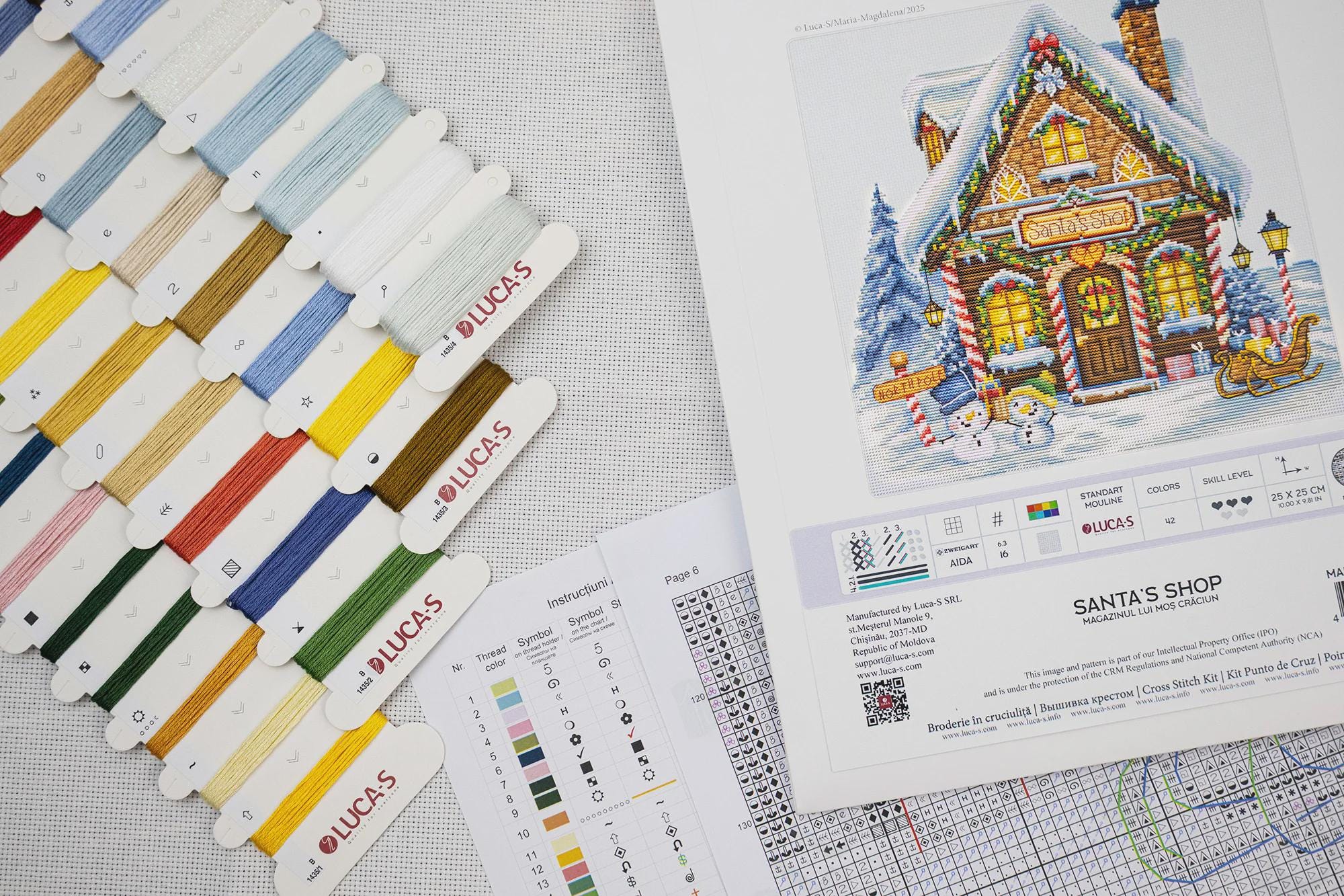 Counted Cross Stitch Kit - Santa’s Shop. Christmas Embroidery Pattern ...