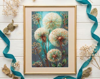 Main Bead Embroidery Kit - Dream of the Air. Dandelion Embroidery Pattern by Abris Art AB-969